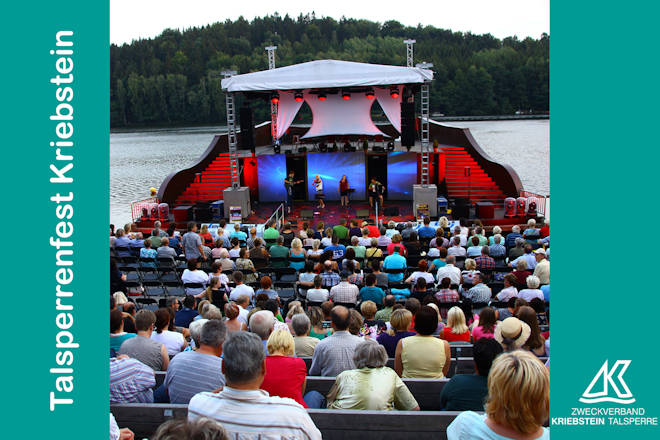 Impressionen vom Talsperrenfest in Kriebstein: Blick auf die Seebühne.